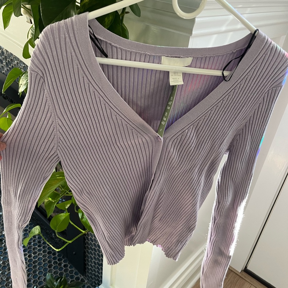 Lavender Ribbed Long Sleeve Top - Picture 2 of 4